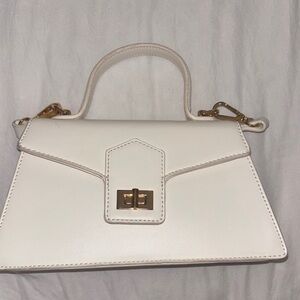 Fashion Nova White Satchel with Gold Accents
